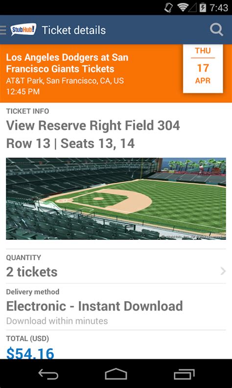 Scroll up to find your ticket. . Stubhub native app download offline tickets